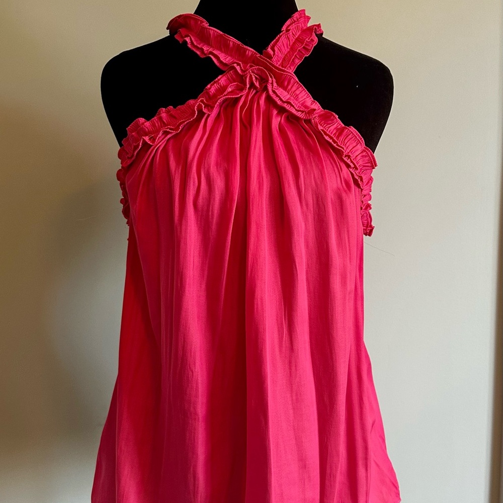 DO+BE Vibrant Pink Ruffle Halter Blouse